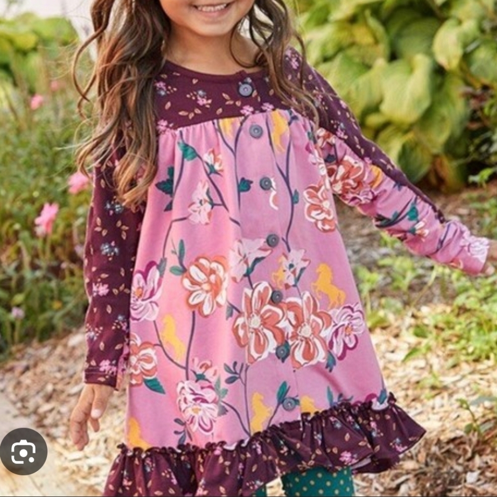 Matilda Jane Fresh Cut Flowers Dress Purple Pink Ruffles Size 8
